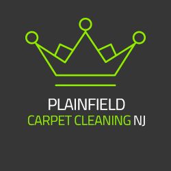 Green crown logo with "Plainfield Carpet Cleaning NJ" text on a dark background.