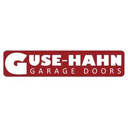Logo: "Guse-Hahn Garage Doors" in bold red and white lettering.