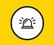 Alarm light icon on white circle with a yellow background.