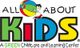 Logo for "All About Kids" Childcare with a child holding a colorful ball.
