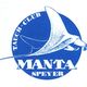 Blaues Logo mit Manta, Text: "Tauch-Club Manta Speyer" in einem Kreis.