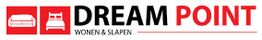 Logo met een bank en bed, naast de tekst 'DREAM POINT Wonen & Slapen' in zwart en rood.
