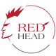 Logo mit stilisiertem Profil und rotem Haar, Text: "RED HEAD" im Kreis.