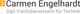 „Carmen Engelhardt: Dipl.-Fachübersetzerin für Technik“ in schwarzem Text mit gelbem Logo.
