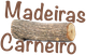 Tronco de madera horizontal con texto "Madeiras Carneiro" en marrón alrededor.