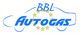 BBL Autogas-Logo mit stilisiertem Auto und europäischem Sternkreis in Blau.