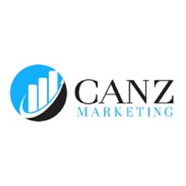"Canz Marketing logo with a blue circle and ascending bar chart graphic."