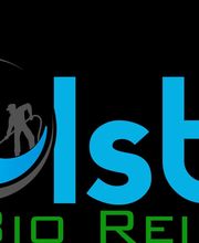 Logo von "Polster Bio Rein" mit Blättern und einer Reinigungsgrafik in Blau und Grün.