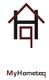 Logo mit stilisiertem Haus und Buchstabenkombination "Hq", darunter Schriftzug "MyHometq".