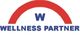 Logo: Ein roter Bogen über einem blauen "W", darunter der blaue Text "WELLNESS PARTNER".