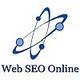Logo von Web SEO Online mit stilisiertem blauen Atommodell.
