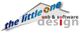 Logo mit Text "the little one web & software design" in verschiedenen Schriftarten und Farben.