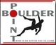 Logo: "Boulder Point" mit Kletterer-Silhouette, Spruch: "Here is no better way to climb".