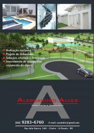 Cartão de visita de Alessandro Alves, arquiteto e urbanista, com descrição dos serviços oferecidos.