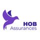 Logo HOB Assurances avec une colombe violette stylisée.