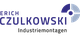 Logo von Erich Czulkowski Industriemontagen mit blauem Text und einem stilisierten Kreis-Symbol.