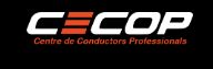 Logo de CECOP, Centro de Conductores Profesionales, sobre fondo negro.