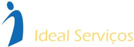 Logo com figura azul e texto "Ideal Serviços" em amarelo.