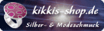 Bild: Logo von kikkis-shop.de mit Silber- und Modemodeschmuck auf dunkelblauem Hintergrund.