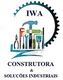 Logotipo da IWA Construtora, com engrenagem e ferramentas como martelo e chave inglesa.