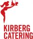 Rotes Logo von Kirberg Catering mit Servier-Silhouette und Getränken.