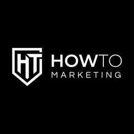 Schwarzes Logo mit weißer Aufschrift: "HT HowTo Marketing".