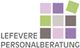 Logo der Lefevere Personalberatung mit bunten Quadraten und Schriftzug unten links.