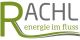 Logo: "RACHL energie im fluss" in grüner und grauer Schrift auf weißem Hintergrund.
