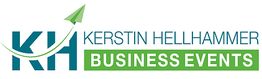 Logo mit grünem Papierflieger, Text: "KH Kerstin Hellhammer Business Events".