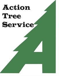 Stylized green tree shaped like an 'A' with "Action Tree Service" text beside it.