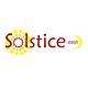 Solstice East logo with yellow circles forming a sun pattern and a crescent moon on the right.